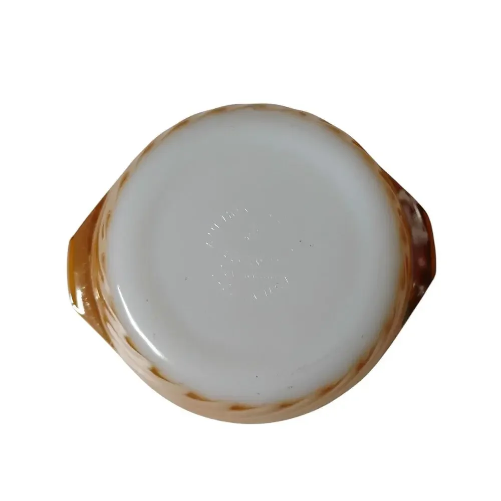 🍑👩🏻‍🍳🍽️Retro Anchor Hocking Mini Casserole Dish Milk Glass Peach Luster